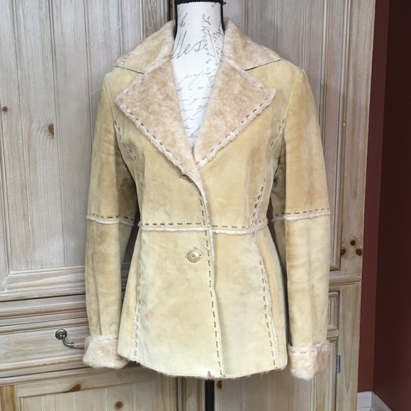Guess Jackets & Blazers - Guess Leather boho retro shearling coat sz M